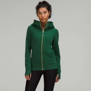 lululemon Scuba Full-Zip Hoodie Everglade Green with Gold Zipper - 6